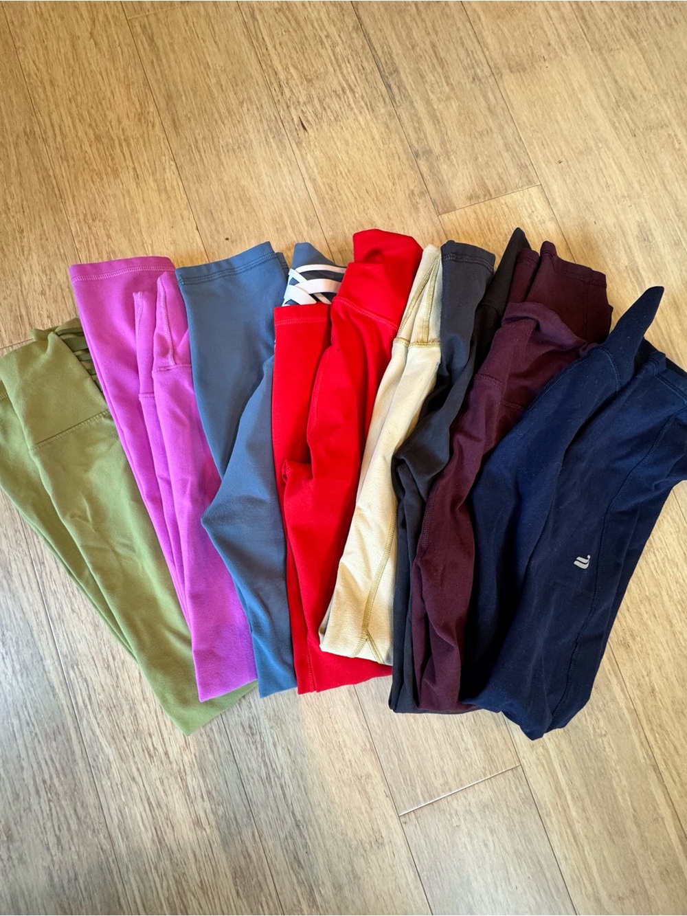 Fabletics Multi-Color Women’s Leggings Assortment - Red, Navy, Olive, Pink